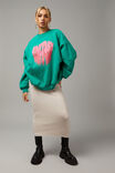 Slouchy Premium Graphic Crew, PEPPER GREEN/FANTASY - alternate image 4