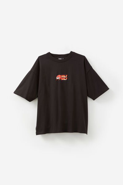 Sonic X Half Half Heavy Weight Box Fit Tshirt, LCN SEG BLACK/SONIC SPEED KNUCKLES