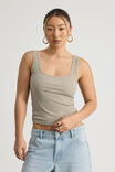 Textured Scoop Tank, SUNBLEACHED KHAKI - alternate image 1