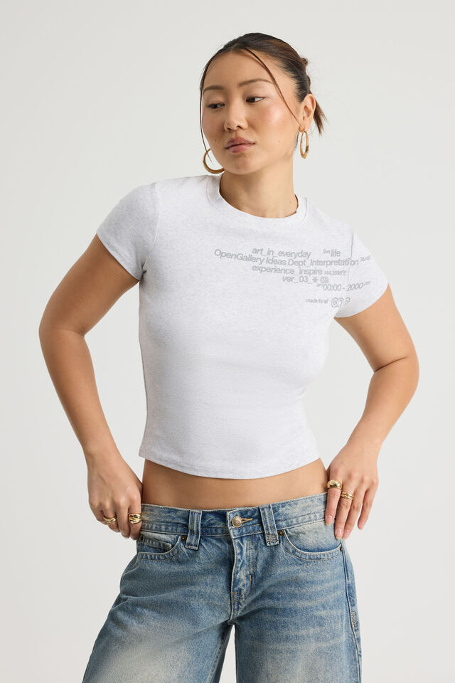 Fitted Graphic Tee, SILVER MARLE/IDEAS DEPT