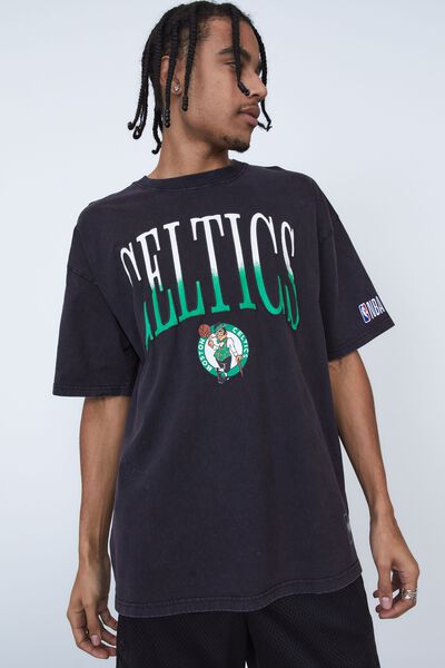 Oversized Nba T Shirt, LCN NBA WASHED BLACK/CELTICS SERIF