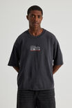 Half Half Boxy Cropped Graphic Tshirt, HH WASHED BLACK/HALF HALF FACTORY - alternate image 1