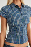 Short Sleeve Fitted Shirt, NAVY NEUTRAL CHECK - example image 4