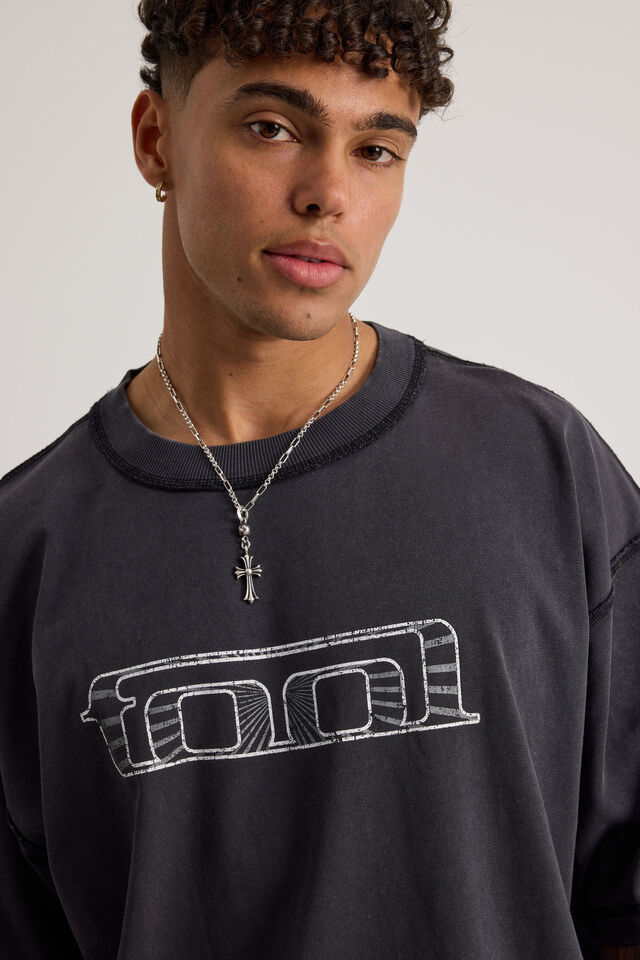 Boxy Cropped Music T Shirt, LCN MT WASHED BLACK/TOOL