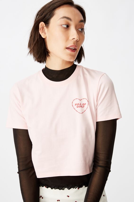 Fitted Graphic T Shirt, FAIRYTALE PINK/WIRE HEART