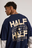 Half Half Heavyweight Box Fit Graphic Tshirt, HH MIDNIGHT BLUE/HALF HALF GLOBE - alternate image 5
