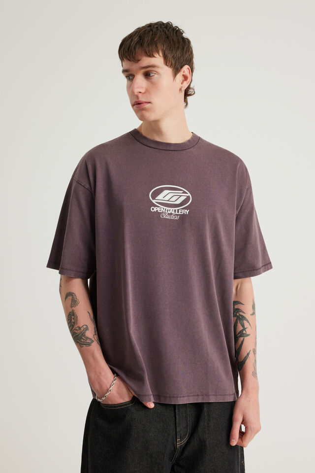 Open Gallery Box Fit Tshirt, OG WASHED FROZEN BERRY/STUDIOS