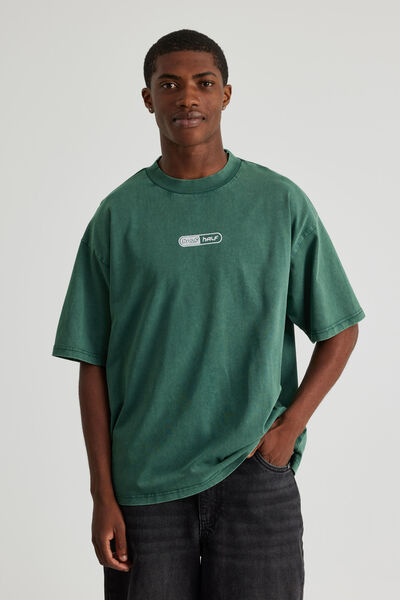 Half Half Heavyweight Box Fit Graphic Tshirt, HH WASHED GREEN/HALF HALF PILL