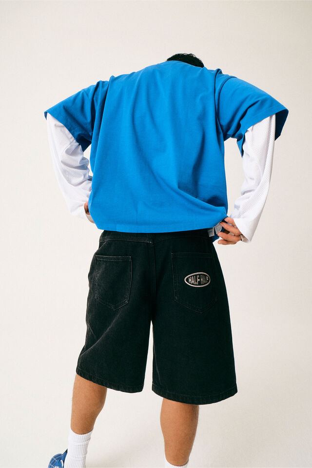 Half Half Classico Denim Short, CLEAN WASHED BLACK