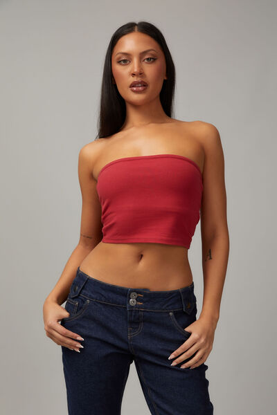 Crop Jersey Bandeau, RUSH RED