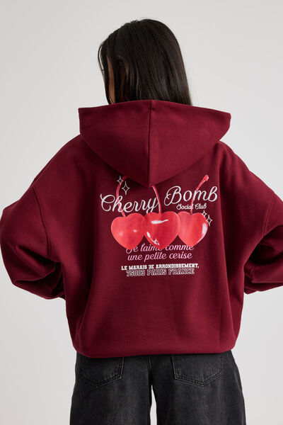 Harley Slouchy Hoodie, CHERRY LACQUER/CHERRY BOMB