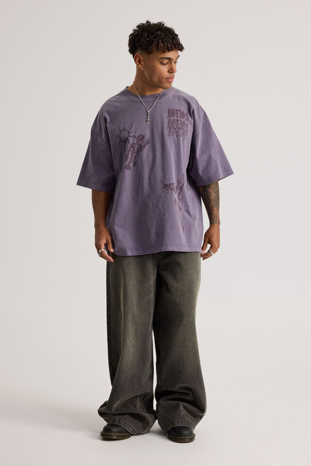 Notion Vintage Box Fit Graphic Tshirt, NTN PURPLE DOVE/SOLO