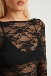 Fitted Long Sleeve Top, BLACK LACE - example image 4