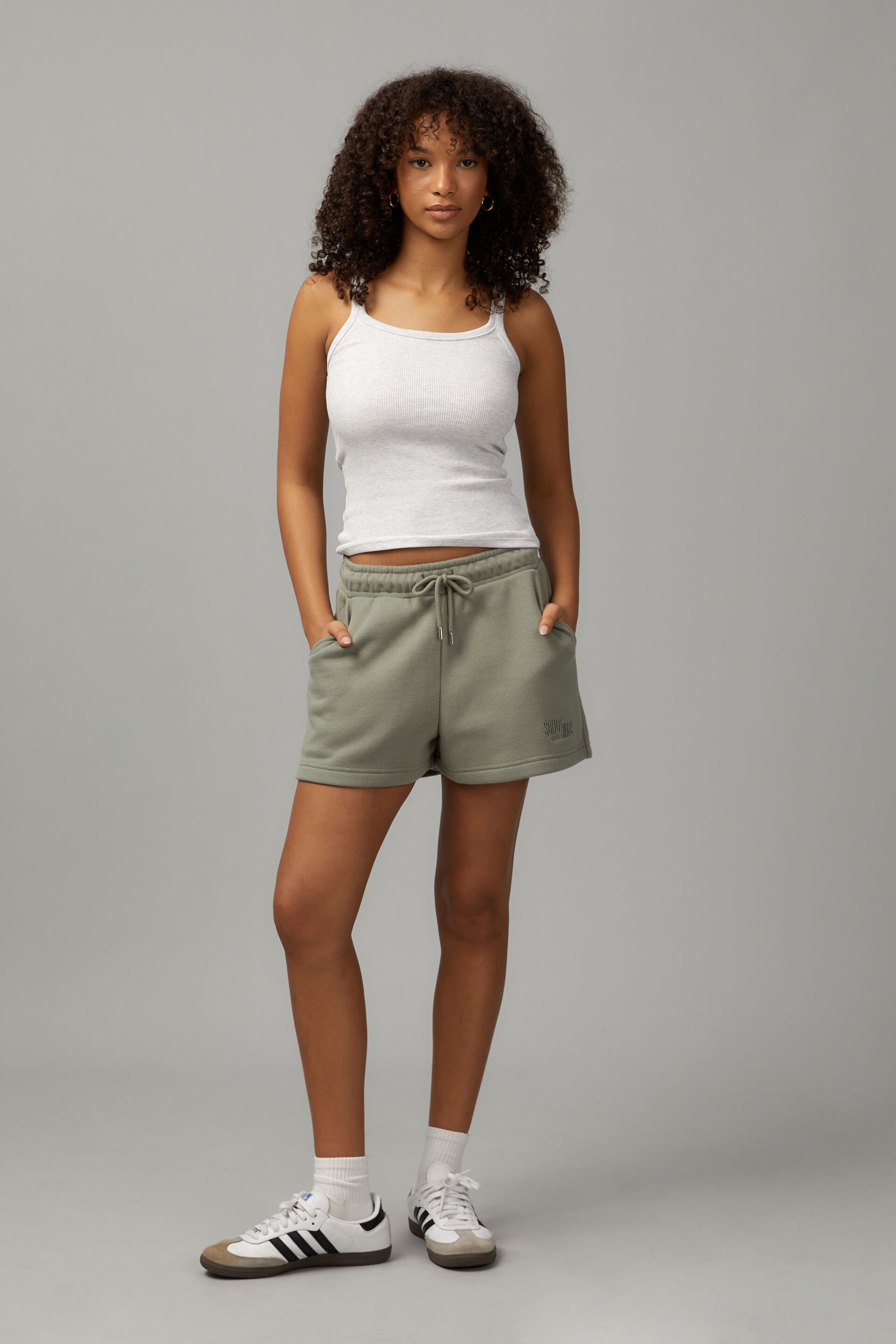 Khaki sales fleece shorts
