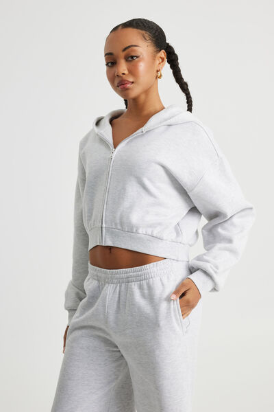 Harper Zip Through Hoodie, SILVER MARLE