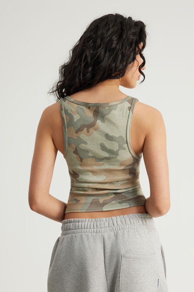 Henley Scoop Neck Tank, SUMMER CAMO