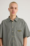 Half Half Boxy Cropped Short Sleeve Shirt, NAVY GREEN CHECK/HH PILL - alternate image 3