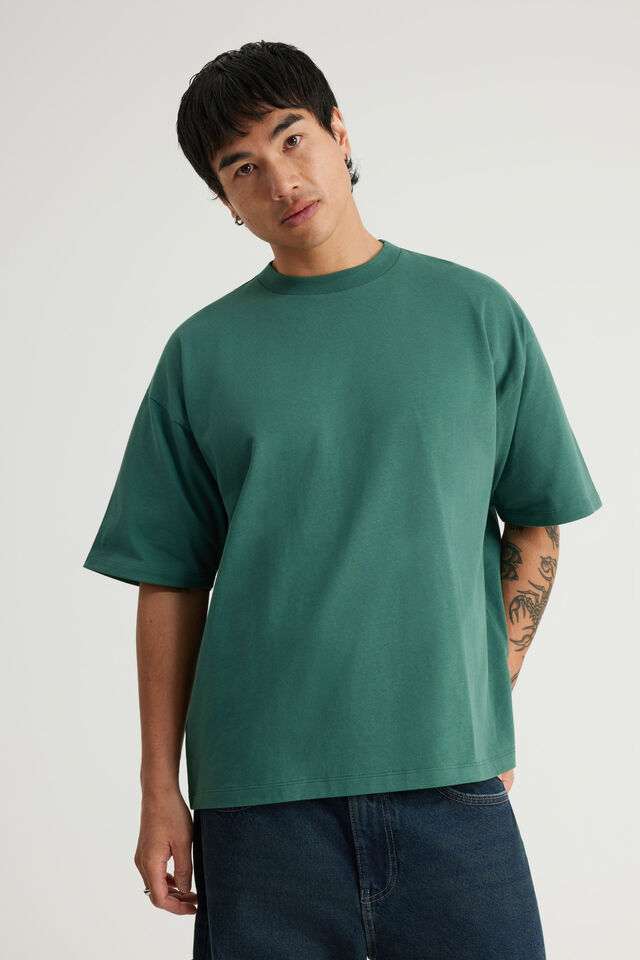 Authentics Heavy Weight Box Fit Tshirt, EVERGREEN