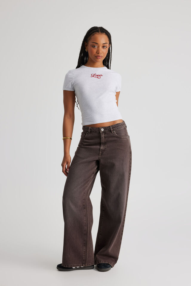 Fitted Baby Tee, GREY MARLE/LOVER