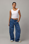 Lexi Baggy Cargo Jean, MID BLUE - alternate image 1