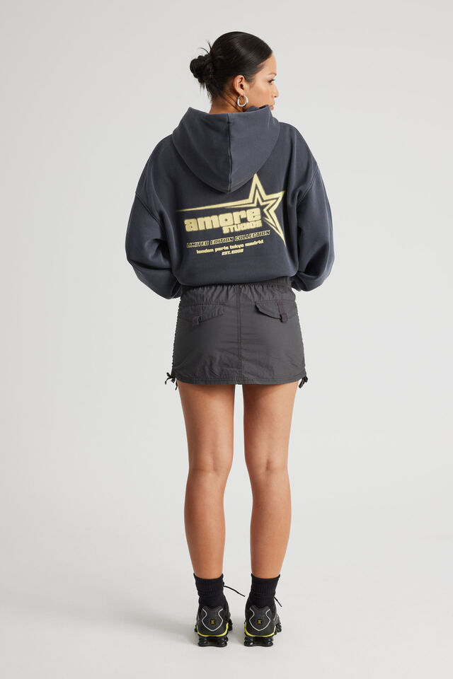 Elastic Waist Cargo Skirt, SLATE