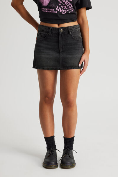 Everyday Denim Skirt, MAGNETIC BLACK_GRL WRLD