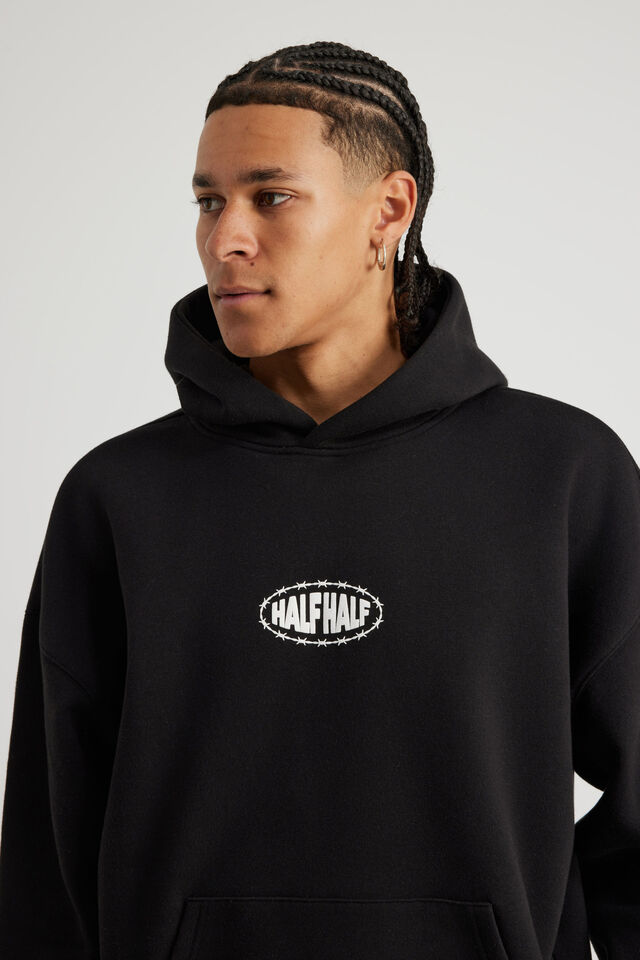 Half Half Hoodie, HH BLACK/TURBULENT