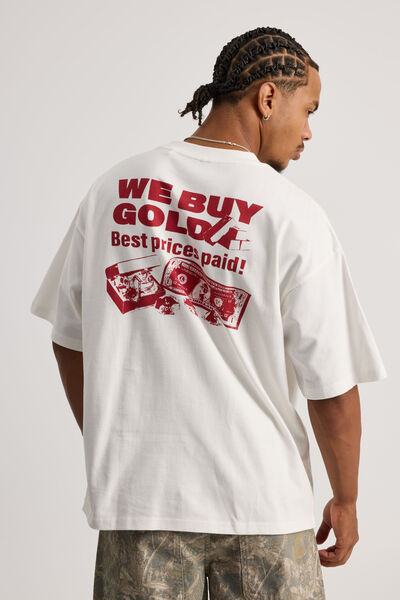 Half Half Heavyweight Box Fit Graphic Tshirt, HH CLOUD/WE BUY GOLD