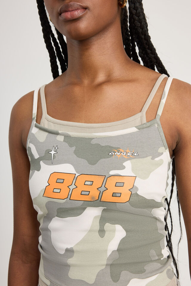 Layered Graphic Cami, WASHED CAMO/ANGEL 888