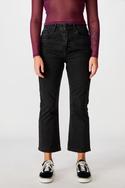 Cropped Flare Jean, THRIFT BLACK