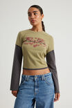 Layered Long Sleeve Top, WASHED OLIVE STONE/EAGLE - example image 1