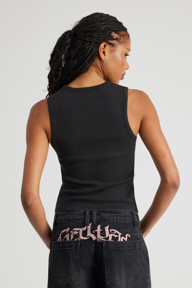 High Neck Tank, WASHED BLACK