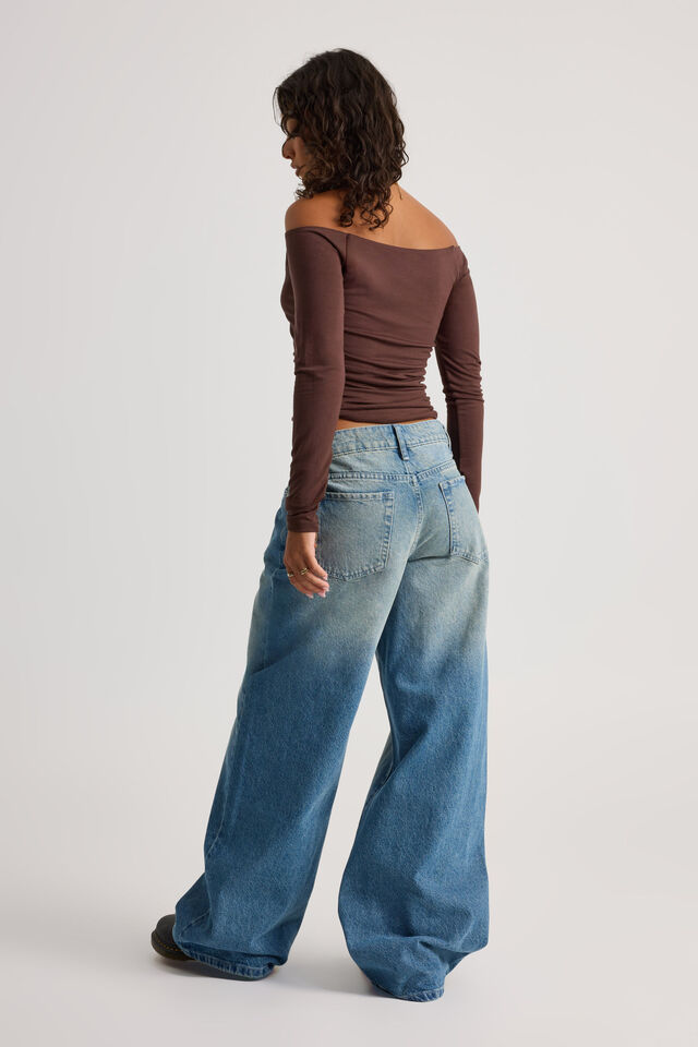 High Rise Baggy Jean, BLASTED BLUE