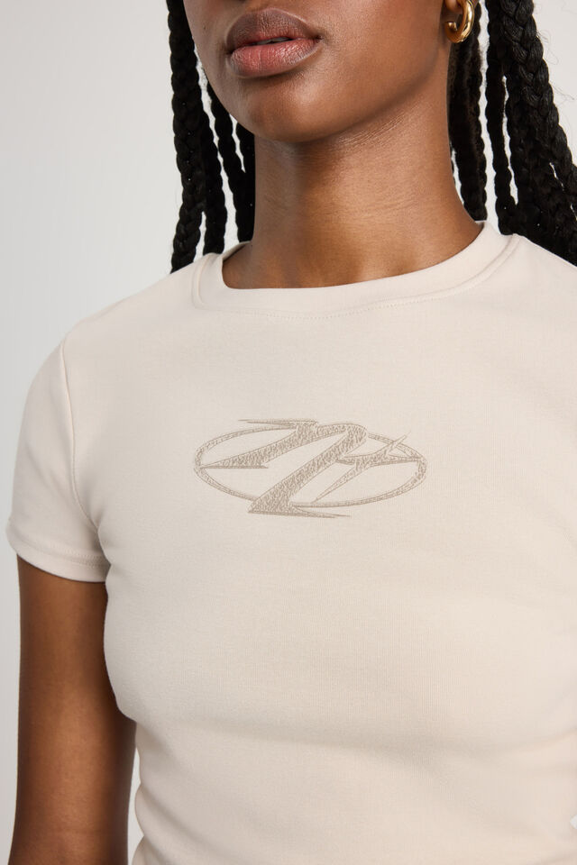 Fitted Graphic Tee, PEBBLE/CHROME NOTION