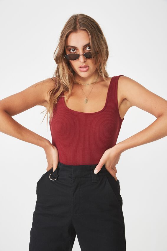 Square Neck Tank, CABERNET
