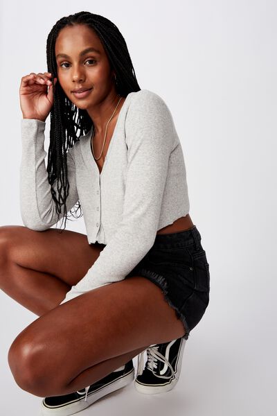 Raw Edge Cardi, GREY MARLE