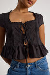 Sage Tie Front Top, BLACK - alternate image 4