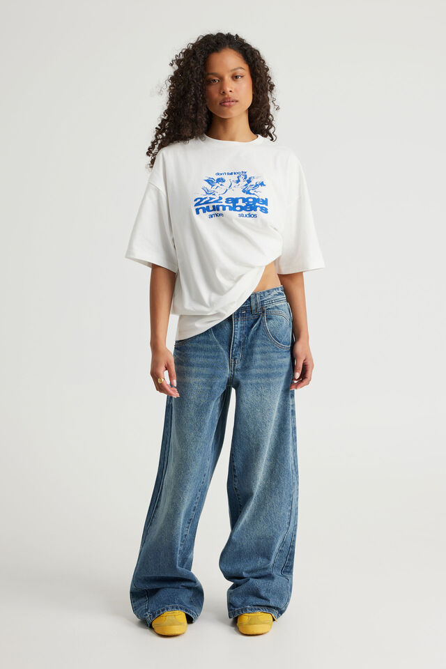Oversized Graphic Tee, CLOUD/AMORE ANGELS