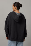 Washed Zip Through Hoodie, WASHED BLACK - alternate image 4