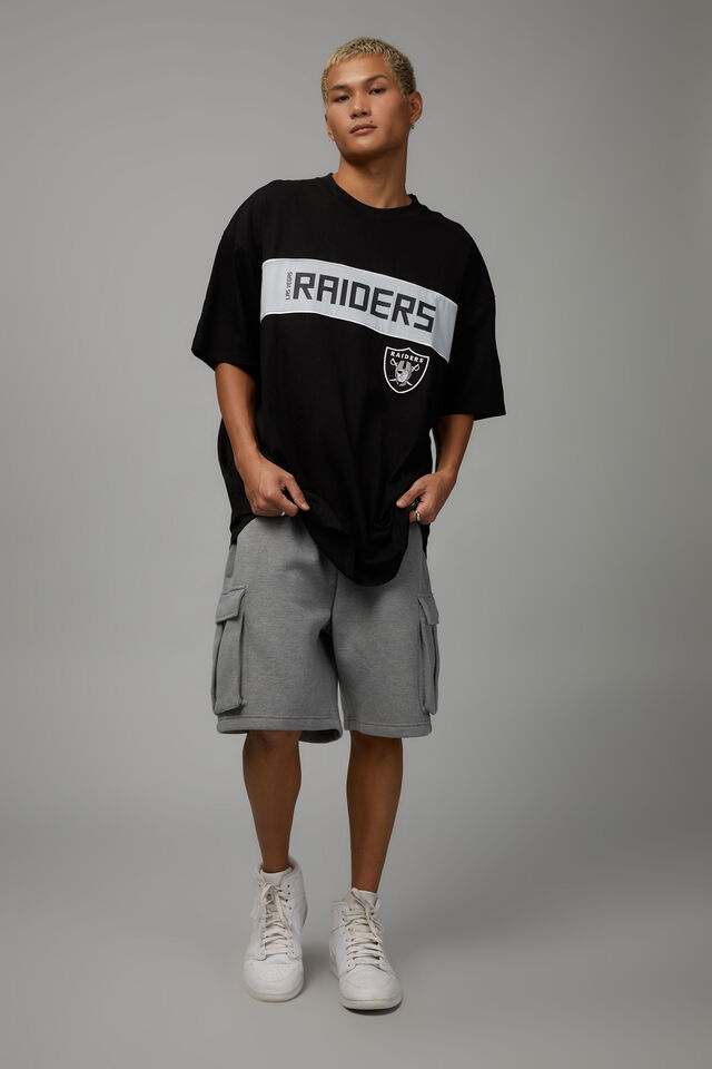 Oversized Nfl T Shirt, LCN NFL PANELLED BLACK GREY/RAIDERS