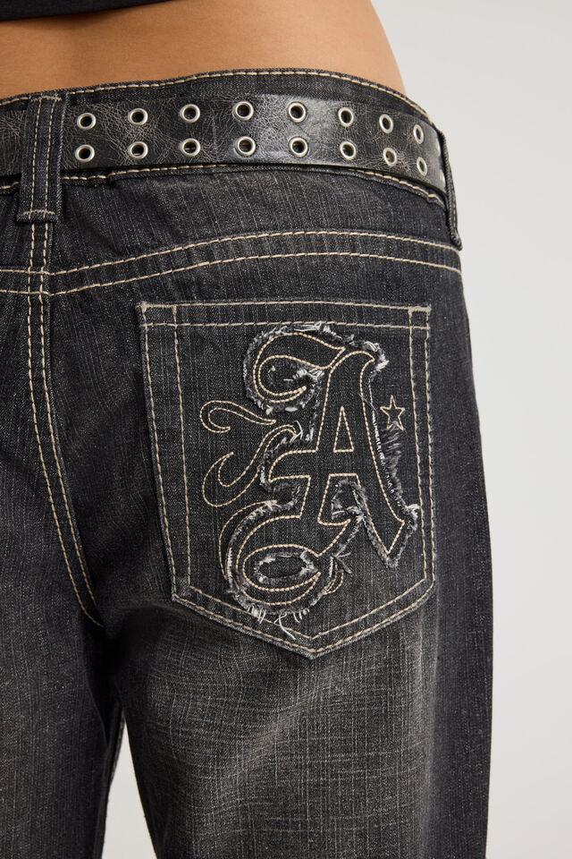 Luca Low Rise Bootleg Jean, BLACK AMEX