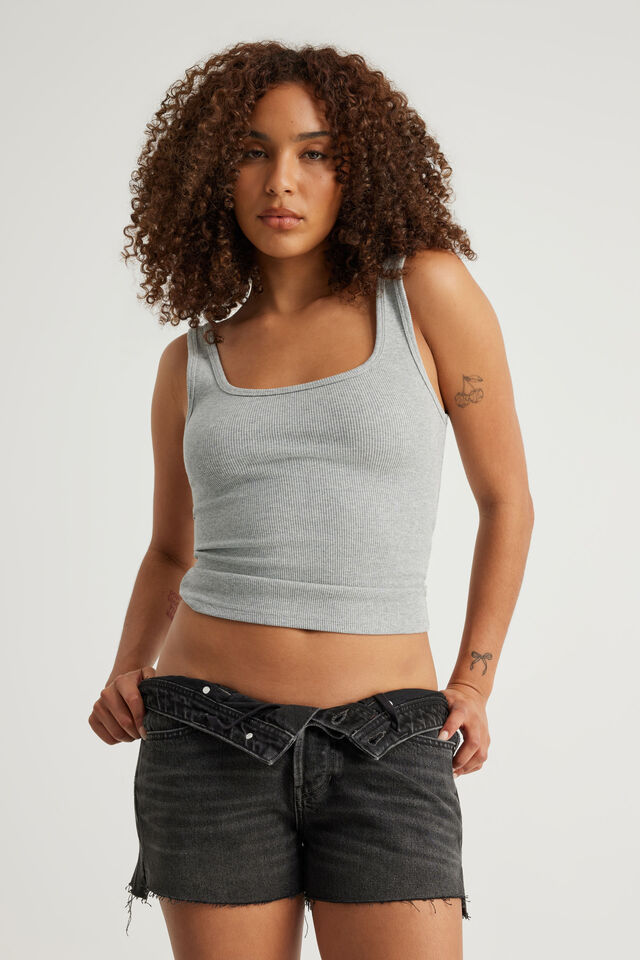 Authentics Scoop Rib Tank, GREY MARLE