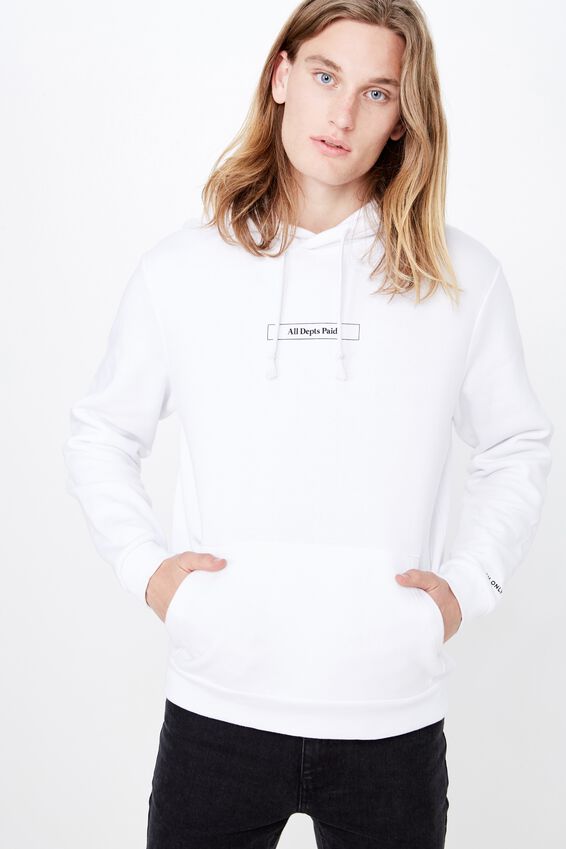 Graphic Hoodie, WHITE/ALL DEBTS PAID