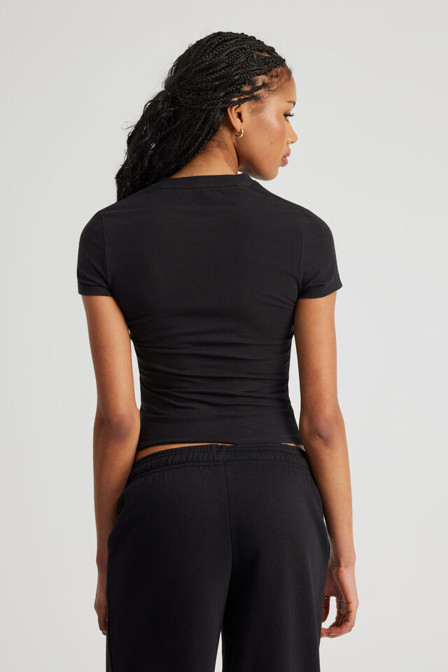 Fitted Graphic Tee, WASHED BLACK/BUNNY GLOW