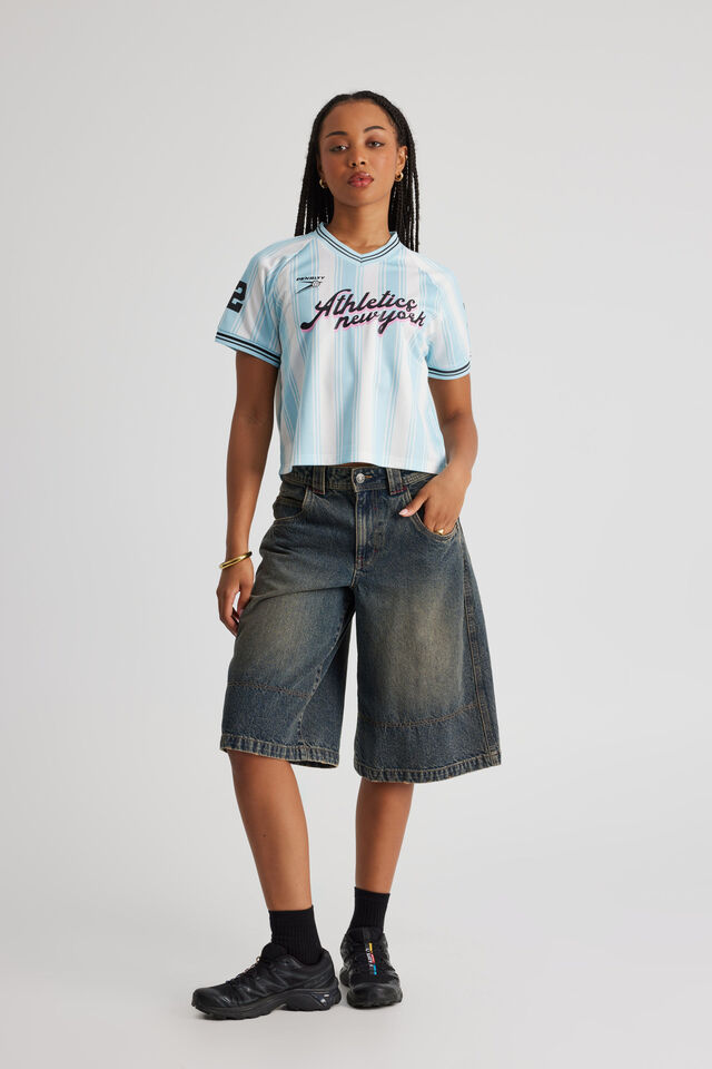 Cropped Sports Jersey, AQUA/NEW YORK ATHLETICS