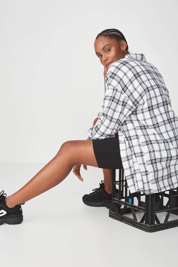 Oversized Check Shirt, WHITE CHECK