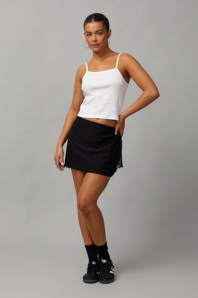 Mesh Mini Skirt, BLACK