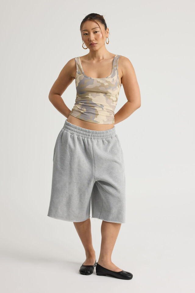 Textured Scoop Tank, SAND CAMO