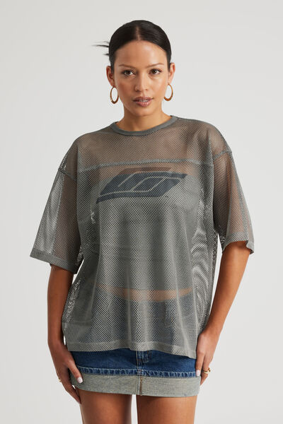 Open Gallery Mesh Tee, OG OIL SLICK/98 LOGO