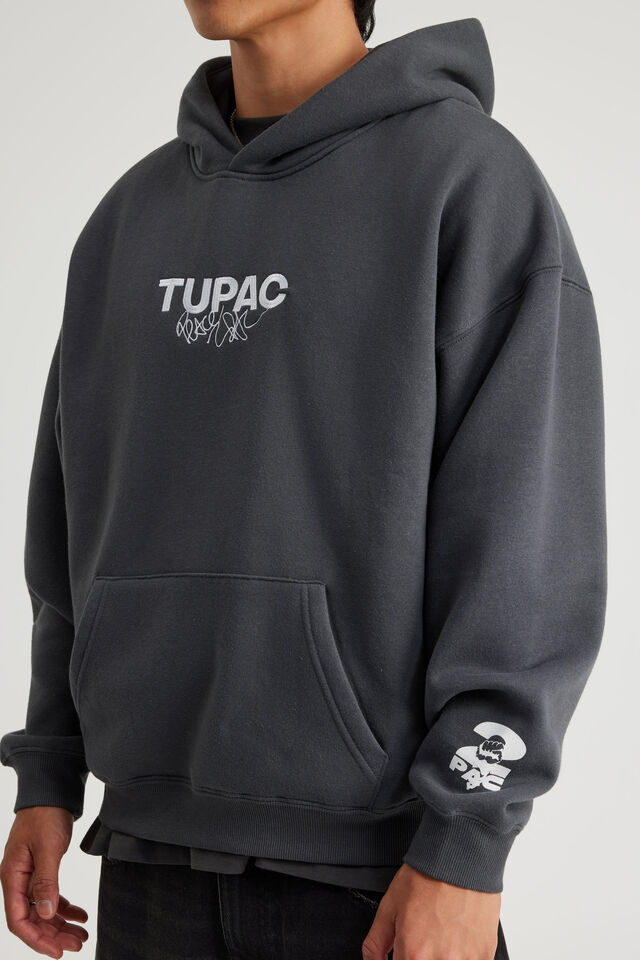Music Merch Hoodie, LCN BRA SLATE/TUPAC BOLD